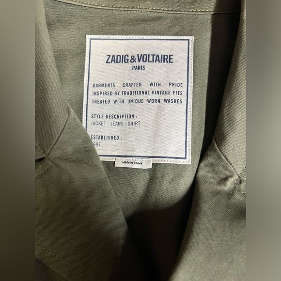 ZADIG & VOLTAIRE Olive green KALENA military style jacket size S. - Picture 11 of 15